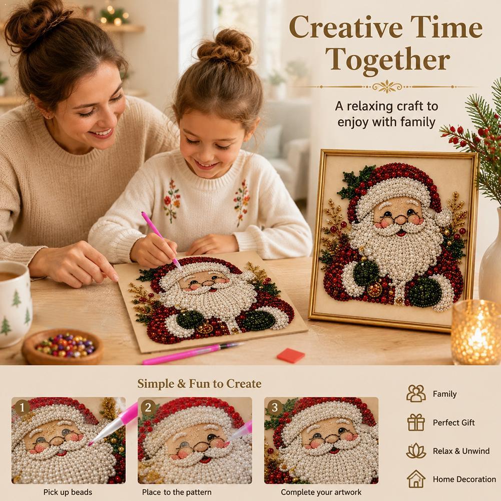 Resin Art Frame - Christmas Santa Claus Pearl Art DIY