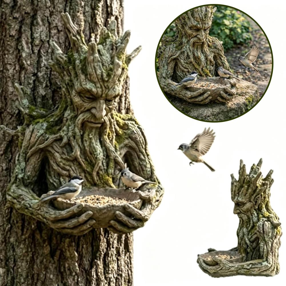 Resin Art On Wood - Resin Tree Face Bird Feeder Mounted