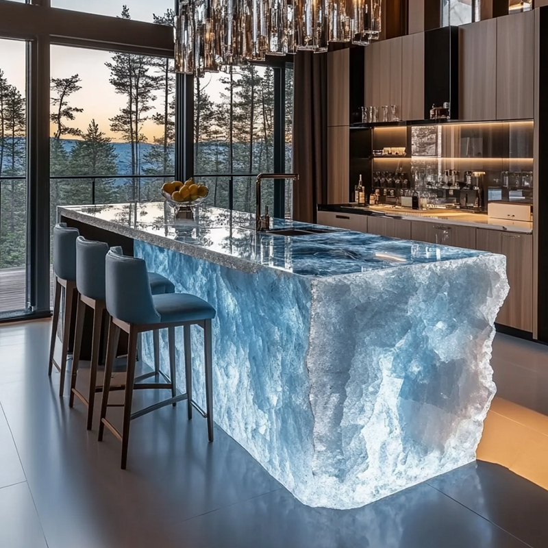 Resin Art Dining Table - Modern light luxury home villa bar