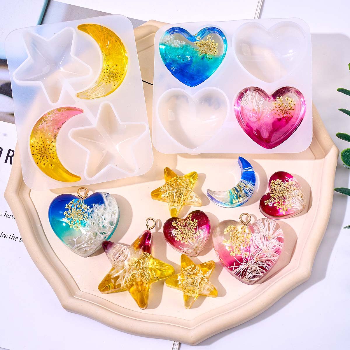 Heart Star Moon Pendant Silico - đánh giá và giá Resin Art Heart
