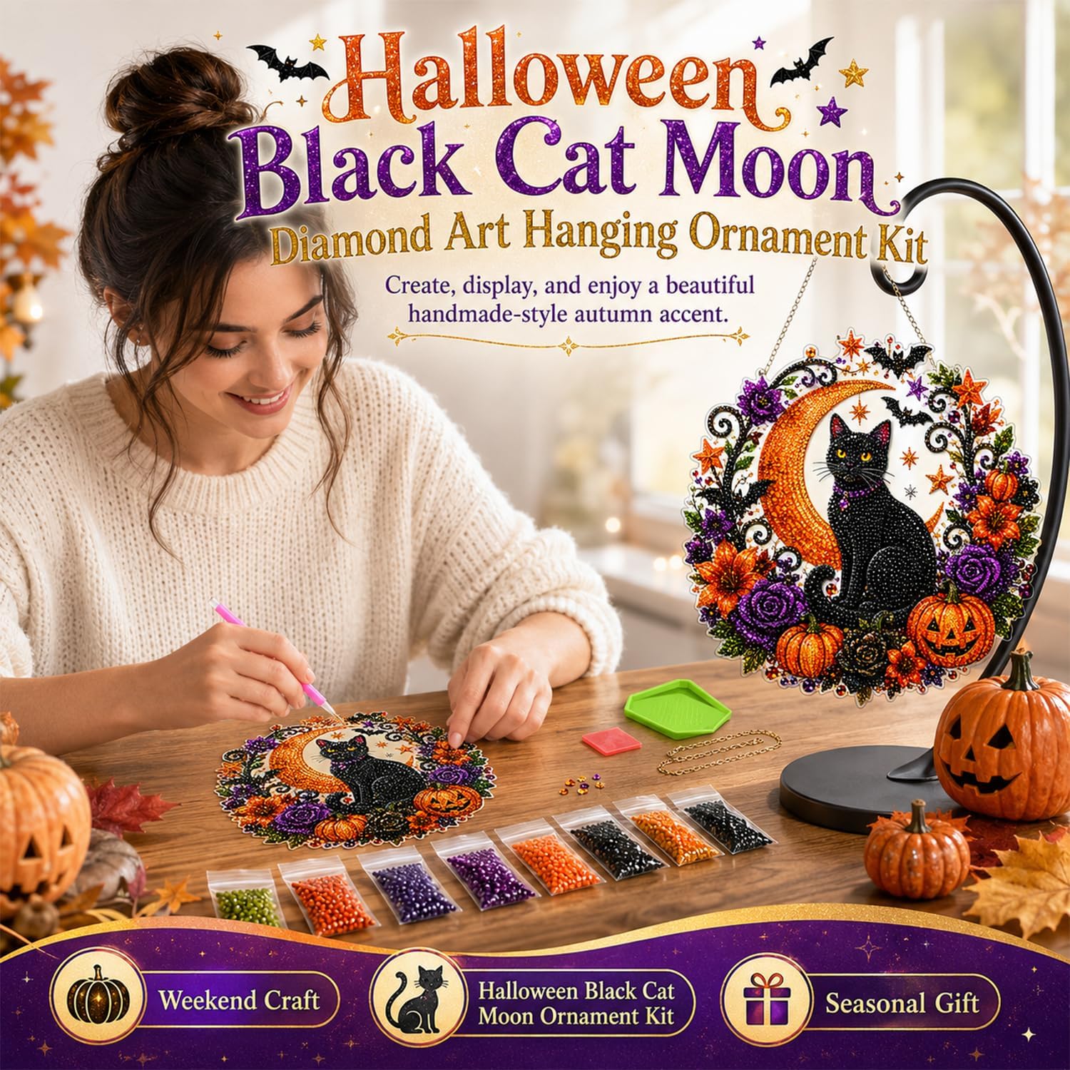 Halloween Pumpkins Diamond Art - đánh giá và giá Resin Art With Flowers