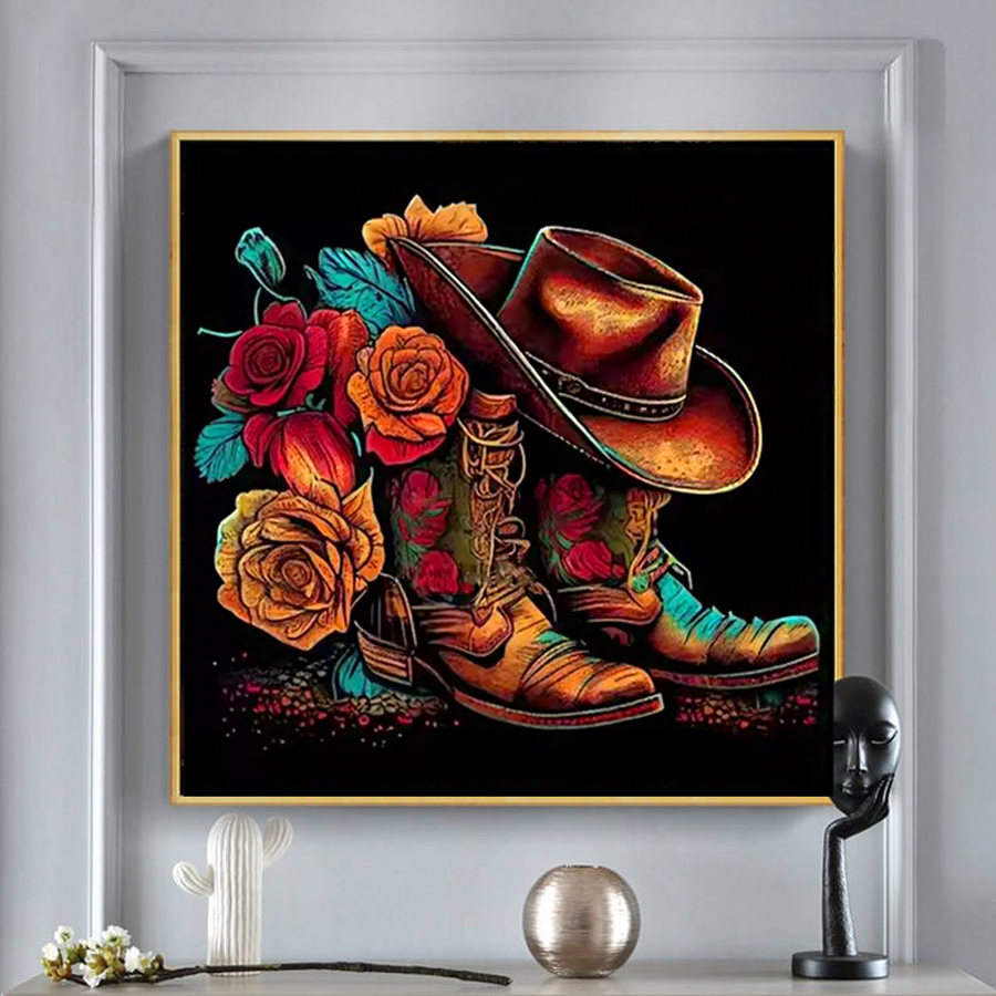 Cowboy Hat Boots Diamond Paint - đánh giá và giá Resin Art Rose