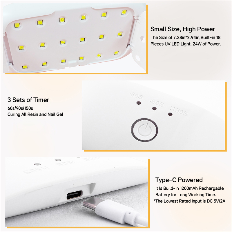 24W USB Rechargeable UV LED La - đánh giá và giá Uv Lamp Nail Resin