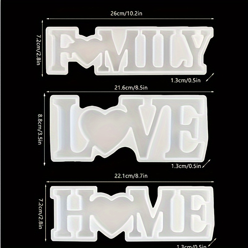 3Pcs Heart Slogan Silicone Res - đánh giá và giá Resin Art Heart