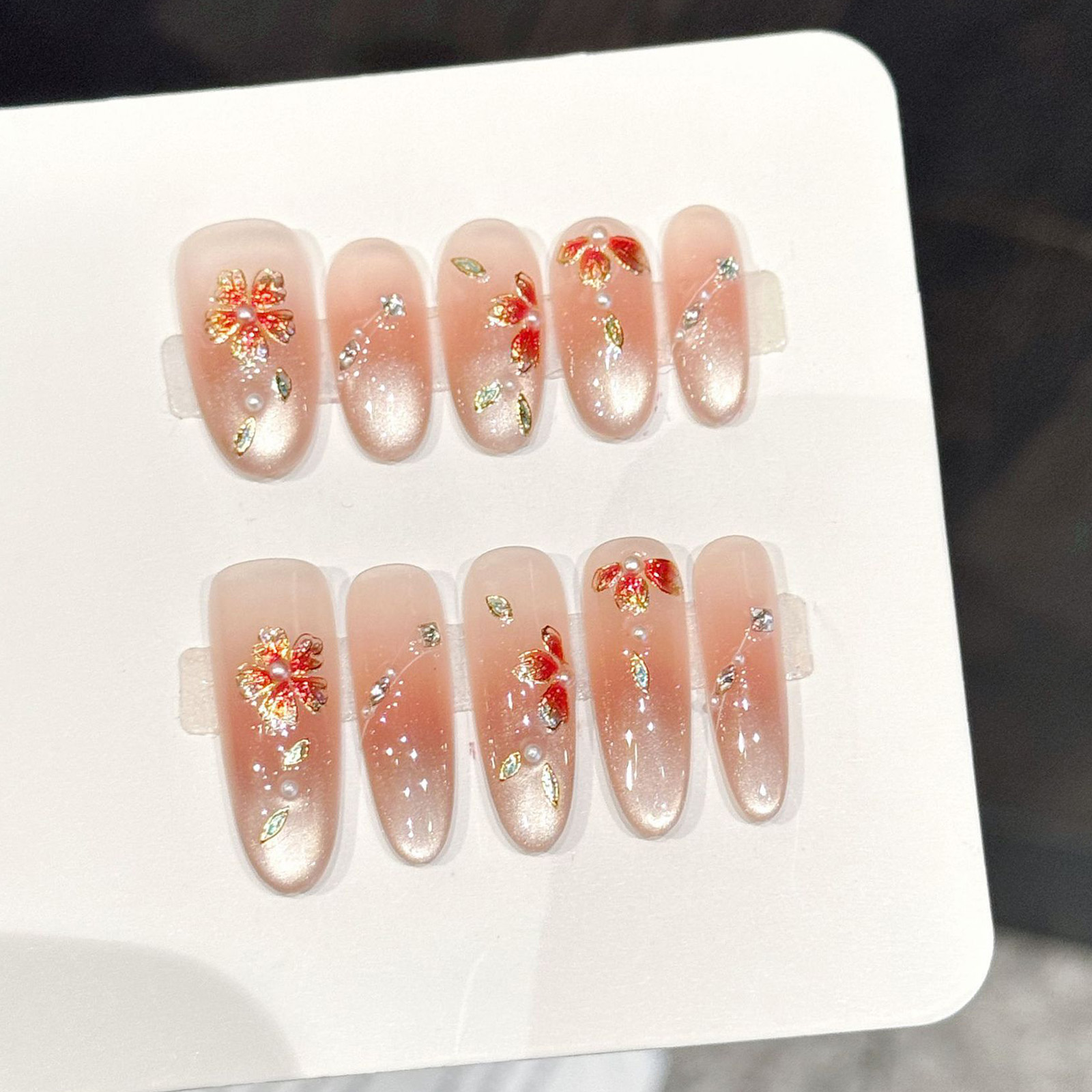 10pcs Handmade Fake Nails Pres - đánh giá và giá Resin Art With Flowers